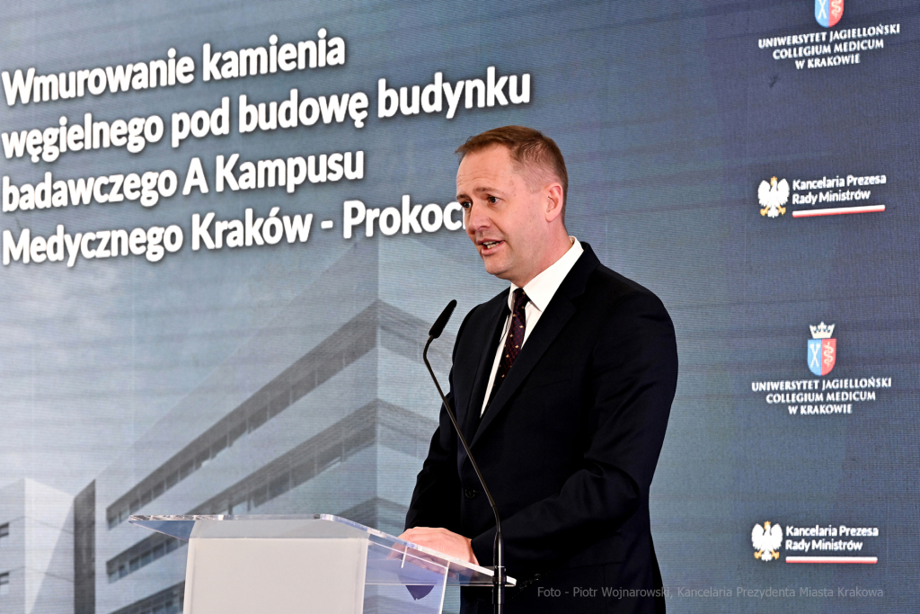 wmurowanie, kamienia, węgielnego,  Kampus, Medyczny, UJ, Prokocim, Majchrowski, Morawiecki, Wasserm  Autor: P. Wojnarowski