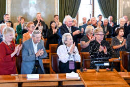 Marian, Turski, Medal za mądrość obywatelską, Zachwatowicz, Jasiński, Majchrowski, wręczenie, 