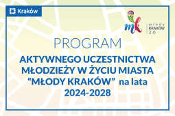 Logo: Program aktywnego uczestnictwa młodzieży w życiu miasta „MŁODY KRAKÓW” na lata 2024-2028 – konsultacje społeczne