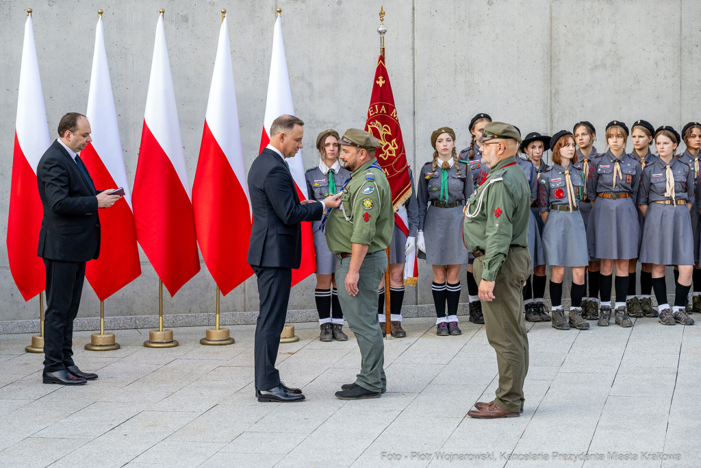 harcerze, Duda, Andzrej, prezydent, Majchrowski, otwarcie, Muzeum, Centrum Ruchu Harcerskiego, skauc  Autor: P. Wojnarowski