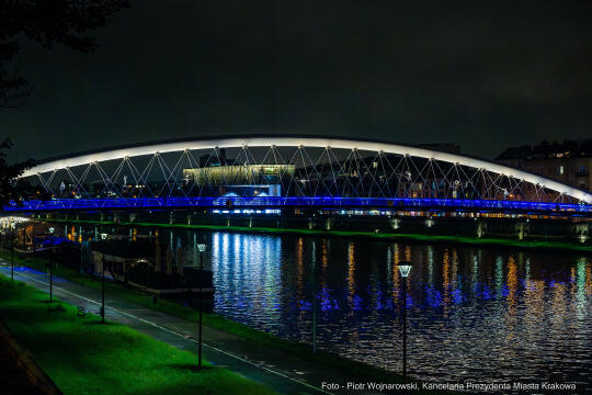 Kładka, Bernatka, podświetlenie, Izrael, biały, niebieski,solidarność