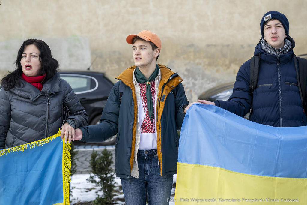 żywy łańcuch, akcja, Skwer Wolnej Ukrainy, konsul, Kośmider, Ukraińcy  Autor: P. Wojnarowski