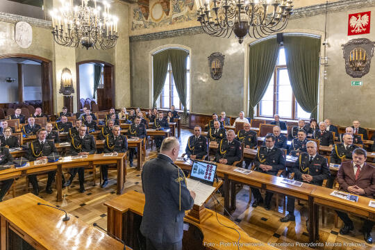 pw_200_07_fot. piotr wojnarowski.jpg-Straż Pożarna, Komenda Miejska, narada, roczna, Majchrowski