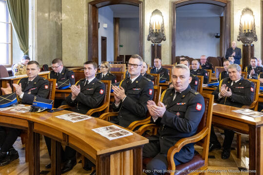 pw_200_19_fot. piotr wojnarowski.jpg-Straż Pożarna, Komenda Miejska, narada, roczna, Majchrowski