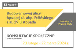 Logo: Konsultacje społeczne ws. budowy nowej drogi lokalnej łączącej ul. abp. Felińskiego z al. 29 Listopada