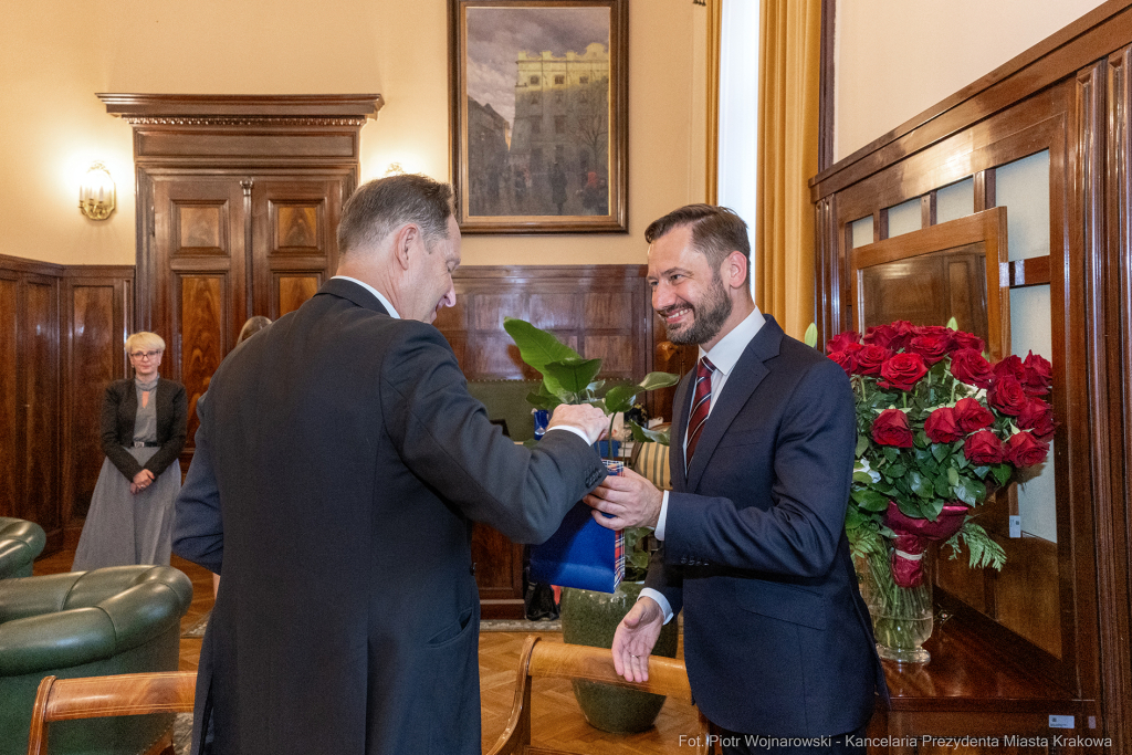 Prezydent, Miszalski, Mark Brzezinski, ambasador USA, spotkanie, Kraków  Autor: P. Wojnarowski