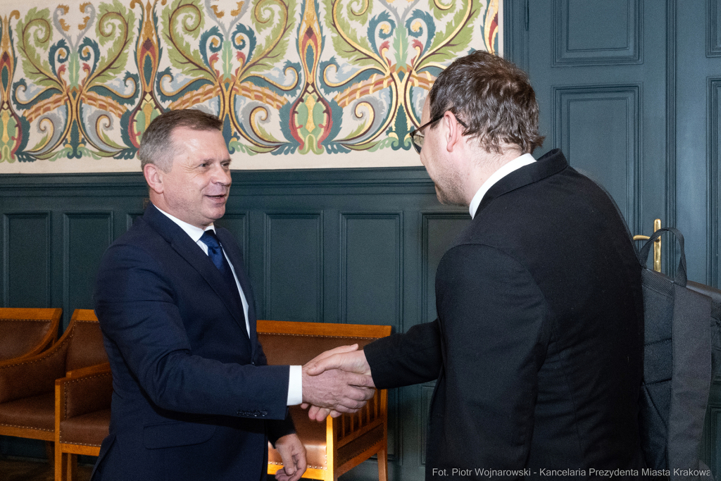 Andrij Moskalenko, Wicemer Lwowa, Stanisław Mazur, I Zastępca Prezydenta Krakowa spotkanie, Krakó  Autor: P. Wojnarowski