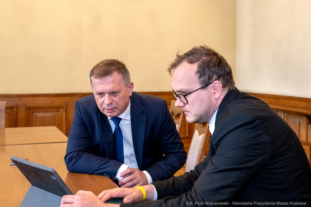 Andrij Moskalenko, Wicemer Lwowa, Stanisław Mazur, I Zastępca Prezydenta Krakowa spotkanie, Krakó  Autor: P. Wojnarowski