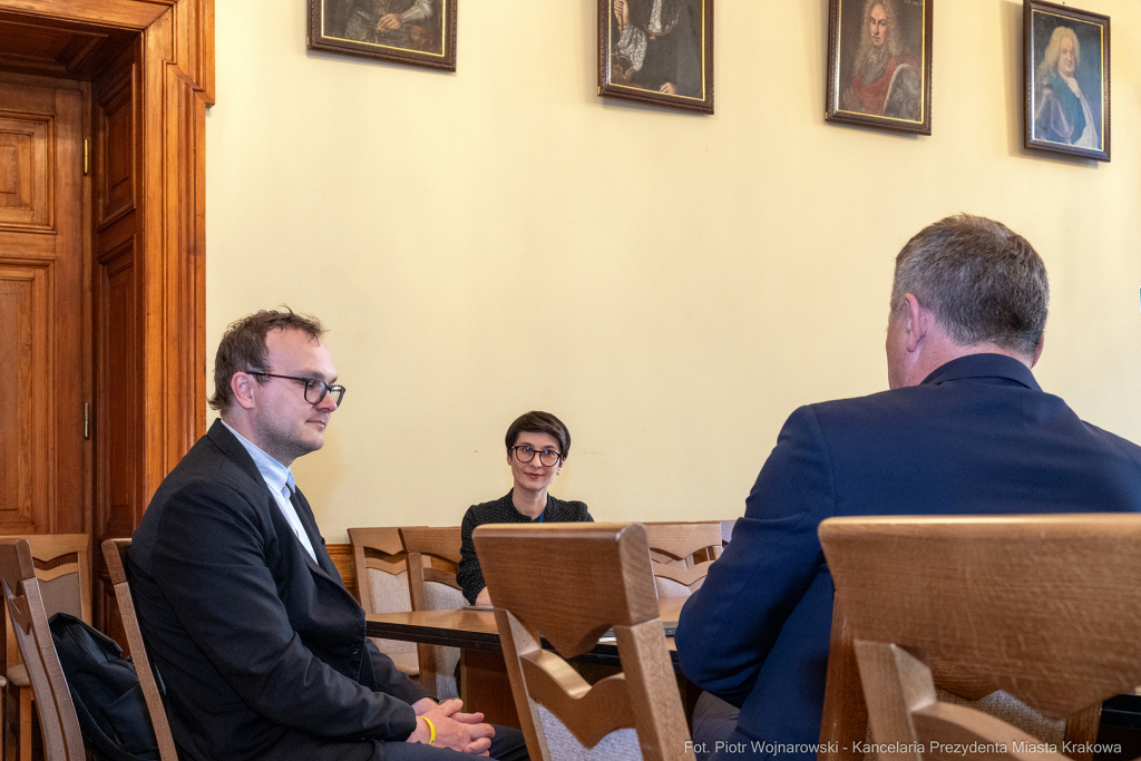 Andrij Moskalenko, Wicemer Lwowa, Stanisław Mazur, I Zastępca Prezydenta Krakowa spotkanie, Krakó  Autor: P. Wojnarowski