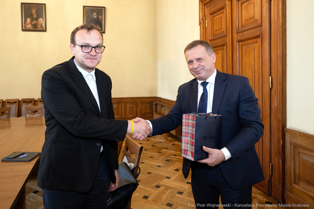 Andrij Moskalenko, Wicemer Lwowa, Stanisław Mazur, I Zastępca Prezydenta Krakowa spotkanie, Krakó  Autor: P. Wojnarowski