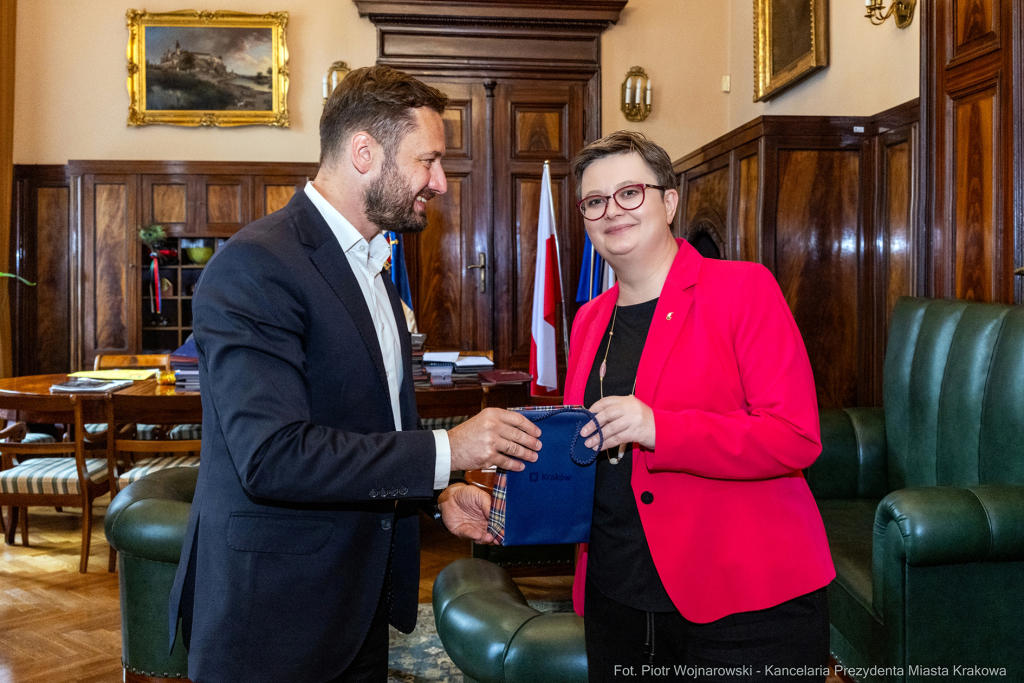 umk_6466_pp.jpg-Miszalski, Lubnauer, wizyta, spotkanie, Kraków  Autor: P. Wojnarowski