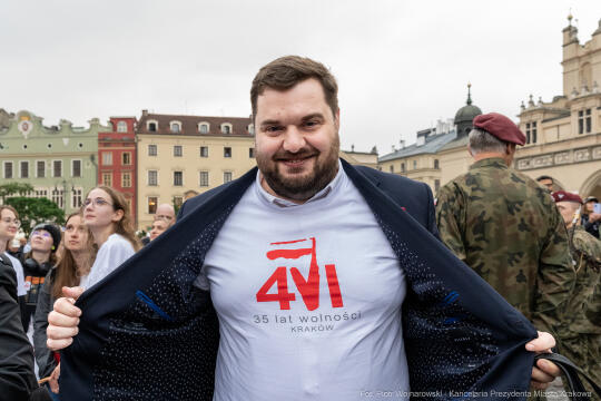 Miszalski, prezydent, obchody, Dzień Wolności i Praw Obywatelskich, obchody, Rynek, korowód, Drze