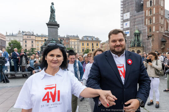 Miszalski, prezydent, obchody, Dzień Wolności i Praw Obywatelskich, obchody, Rynek, korowód, Drze