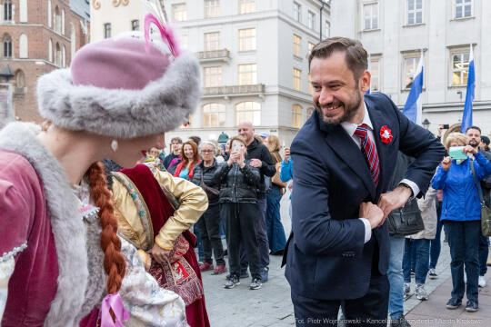 Miszalski, prezydent, obchody, Dzień Wolności i Praw Obywatelskich, obchody, Rynek, korowód, Drze