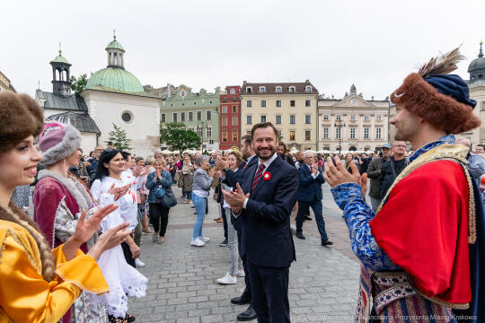 Miszalski, prezydent, obchody, Dzień Wolności i Praw Obywatelskich, obchody, Rynek, korowód, Drze