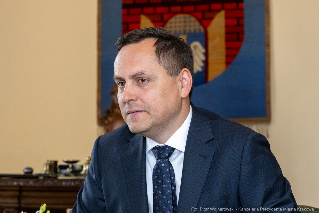 Dymna Anna, Miszalski Aleksander, prezydent, przewodniczący, spotkanie, Kosek Jakub  Autor: P. Wojnarowski