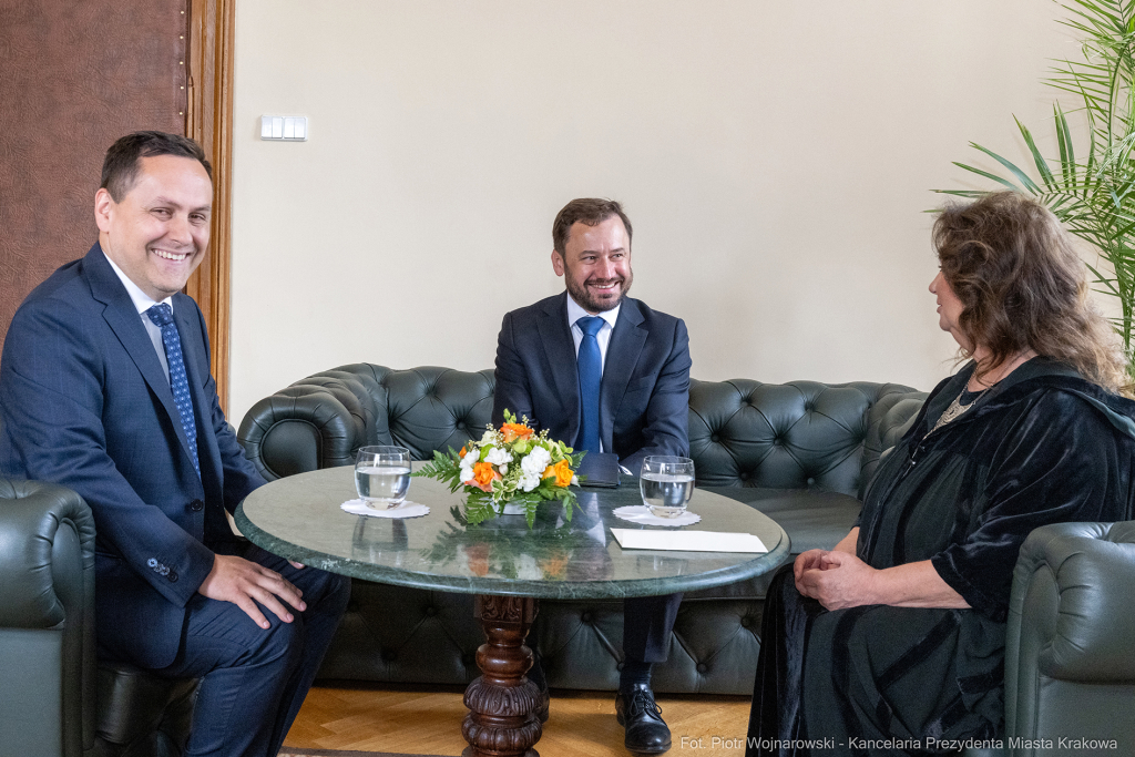 Dymna Anna, Miszalski Aleksander, prezydent, przewodniczący, spotkanie, Kosek Jakub  Autor: P. Wojnarowski