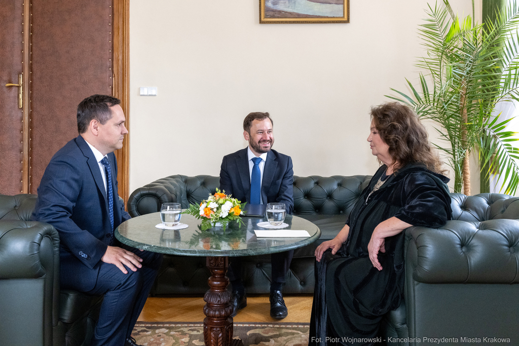 Dymna Anna, Miszalski Aleksander, prezydent, przewodniczący, spotkanie, Kosek Jakub  Autor: P. Wojnarowski