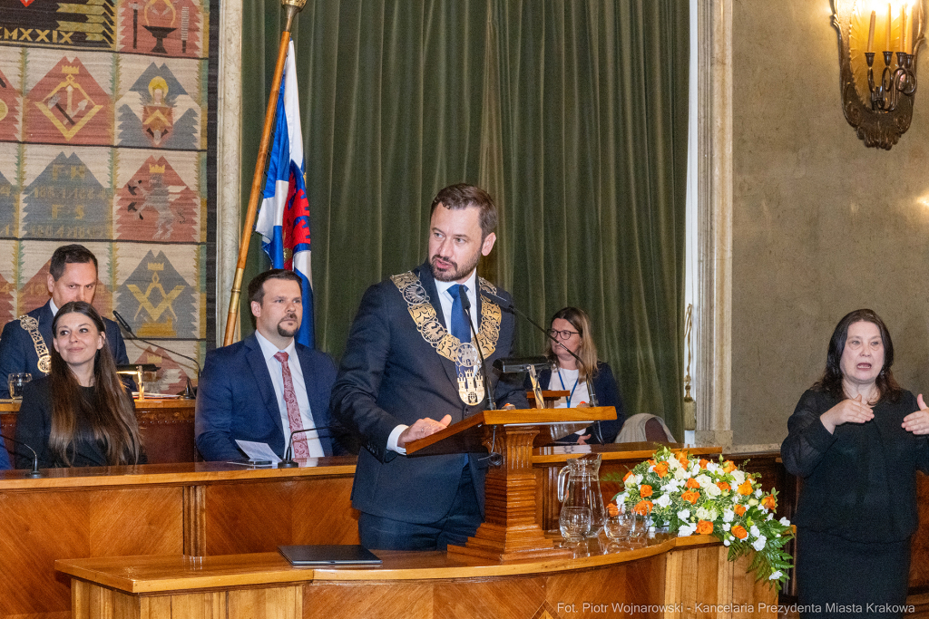 Dymna Anna, Miszalski Aleksander, prezydent, przewodniczący, spotkanie, Kosek Jakub, Honorowa Obywa  Autor: P. Wojnarowski