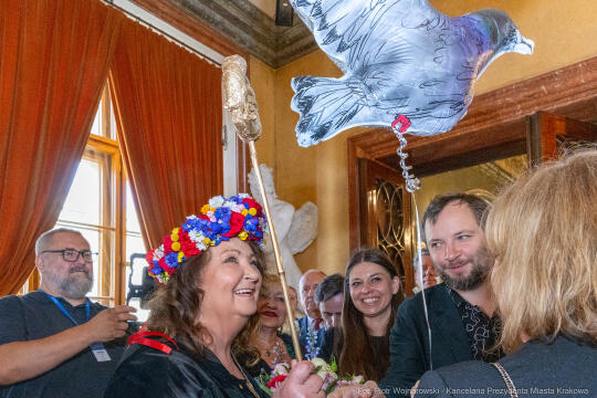 Anna Dymna, honorowa obywatelka Krakowa, gratulacje, Boniecki, Jaśkowiec, Klaman, Baran, Jazgar