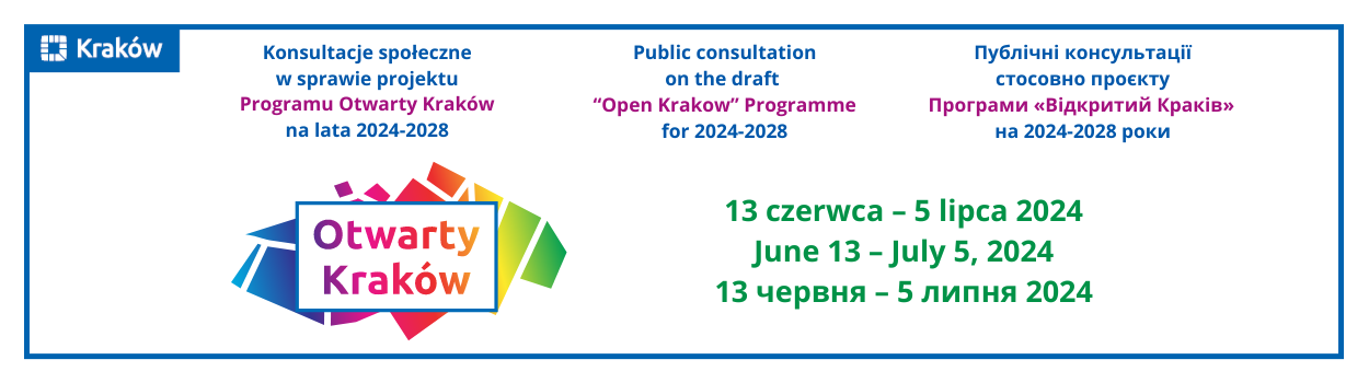 Konsultacje społeczne Programu Otwarty Kraków na lata 2024 – 2028
