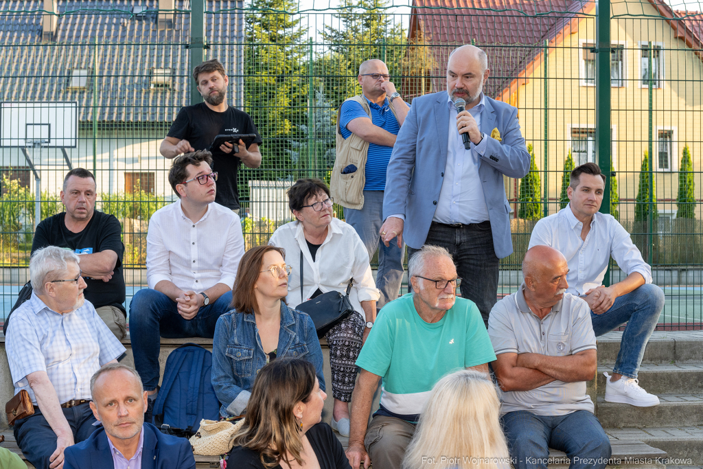 Prezydent, Miszalski, Kracik, Kosek, Ulman, Polna, Stawowy, spotkanie, Ławeczka Dialogu, Bronowice,  Autor: P. Wojnarowski