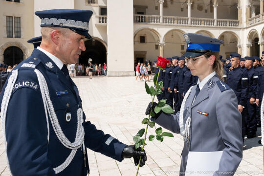Policja, Święto Policji, Sęk, ślubowanie, Wawel, dziedziniec, Morajko, Smółka, Klęczar, Kuste