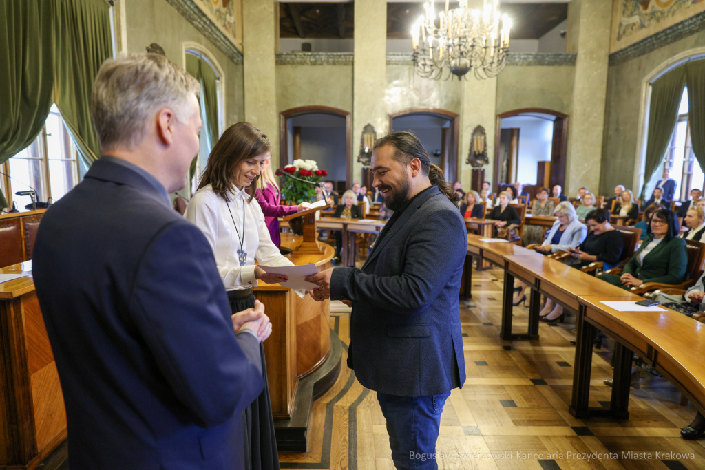 wręczenie, nagrody prezydenta, Klaman, nauczyciele, dyrektorzy, Domańska, Pasek  Autor: B. Świerzowski