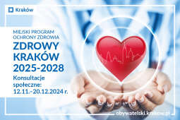 Logo: Konsultacje społeczne dotyczące programu „Zdrowy Kraków” na lata 2025-2028