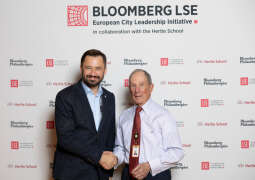 Udział Prezydenta Krakowa w zajęciach w Londynie w ramach prestiżowego programu Bloomberg LSE European City Leadership. Na zdjęciu Aleksander Miszalski i Michael Bloomberg
