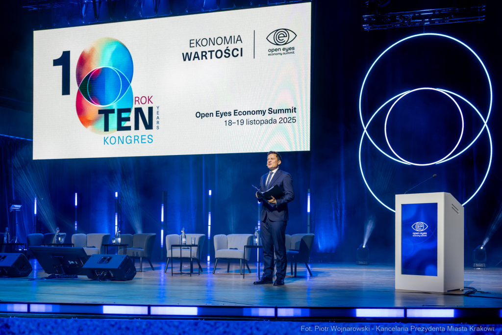 zdjęcia, Open Eyes Economy Summit, ICE, 2025, panel, Miszalski, Grzegorz Suszko, Marcin Jagodzińsk  Autor: P. Wojnarowski