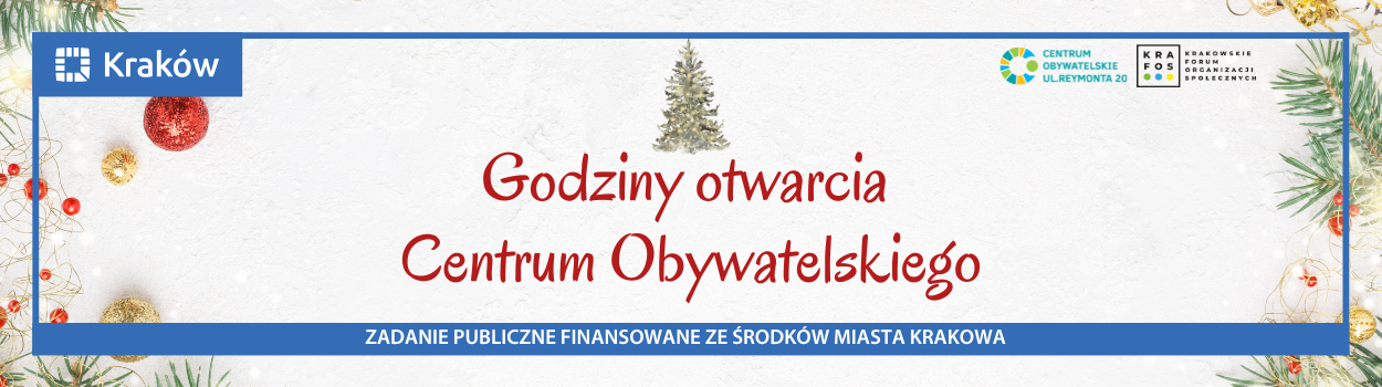 Świąteczno-noworoczny harmonogram pracy Centrum Obywatelskiego - ul. Reymonta