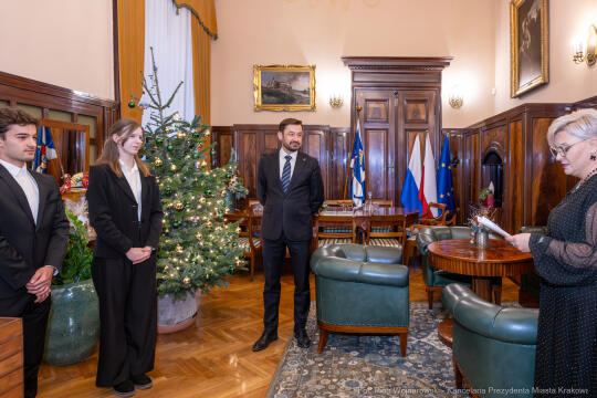 Miszalski, wręczenie, dyplomy, stypendium, im. Juliusza Leo, Tamara Cieśla, Miłosz Płatek, zdję