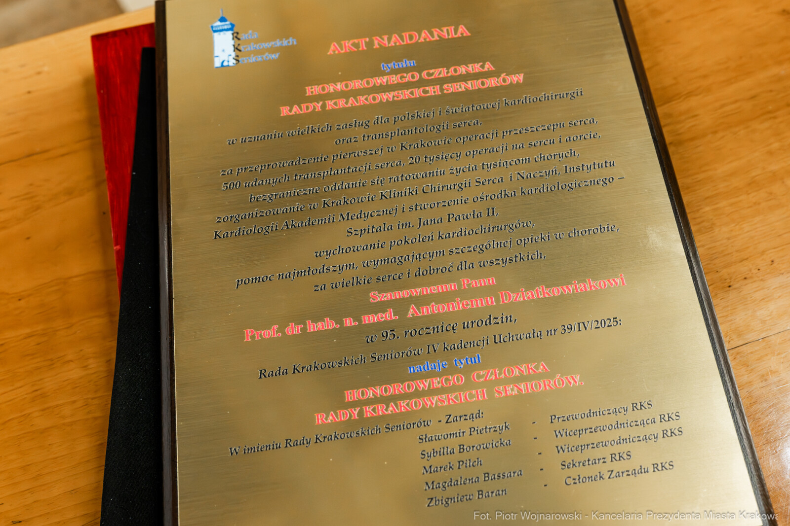 Dziatkowiak, Antoni, Pietrzyk, Rada Krakowskich Seniorów, tytuł, honorowy, zdjęcia  Autor: P. Wojnarowski