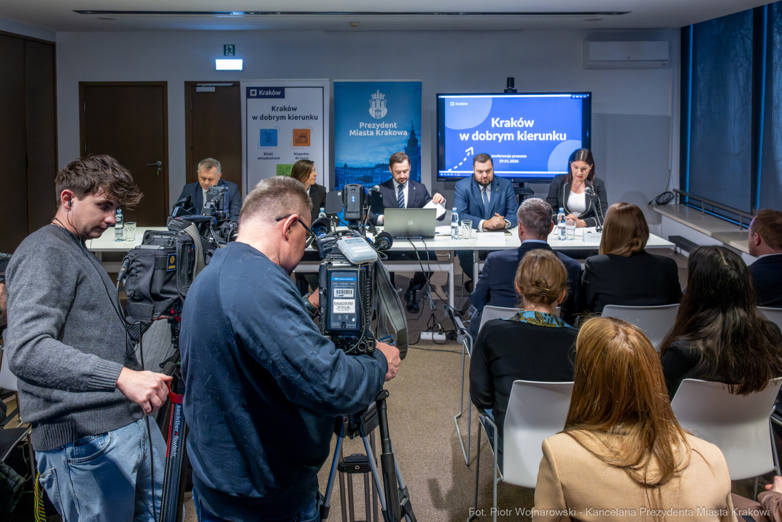 Miszalski, Klaman, Sęk, Mazur, konferencja, dziennikarze, Kraków w dobrum kierunku, zdjęcia  Autor: P. Wojnarowski
