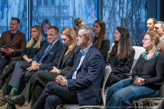 Miszalski, Klaman, Sęk, Mazur, konferencja, dziennikarze, Kraków w dobrum kierunku, zdjęcia