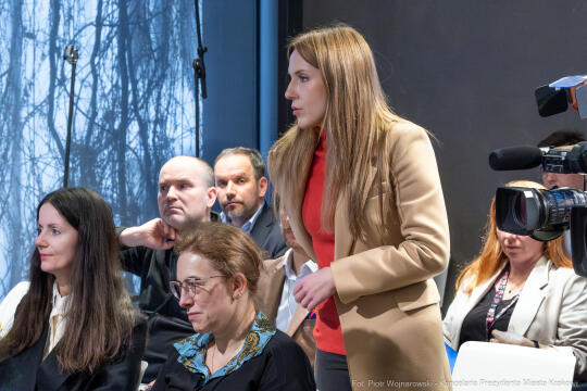 Miszalski, Klaman, Sęk, Mazur, konferencja, dziennikarze, Kraków w dobrum kierunku, zdjęcia