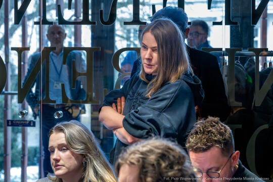 Miszalski, Klaman, Sęk, Mazur, konferencja, dziennikarze, Kraków w dobrum kierunku, zdjęcia