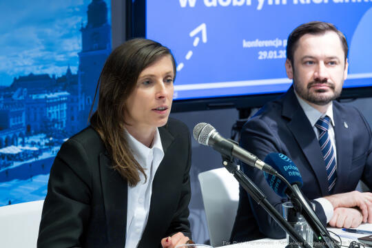 Miszalski, Klaman, Sęk, Mazur, konferencja, dziennikarze, Kraków w dobrum kierunku, zdjęcia