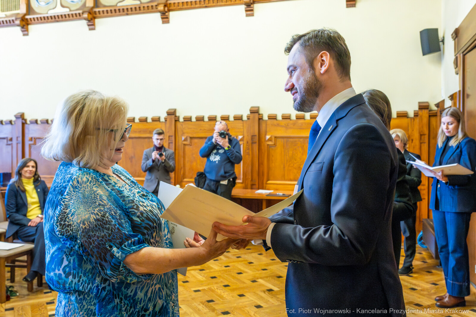 Miszalski, Klaman, Drabik Rada Krakowskich Seniorów, powitanie, V kadencja, zdjęcia  Autor: Piotr Wojnarowski