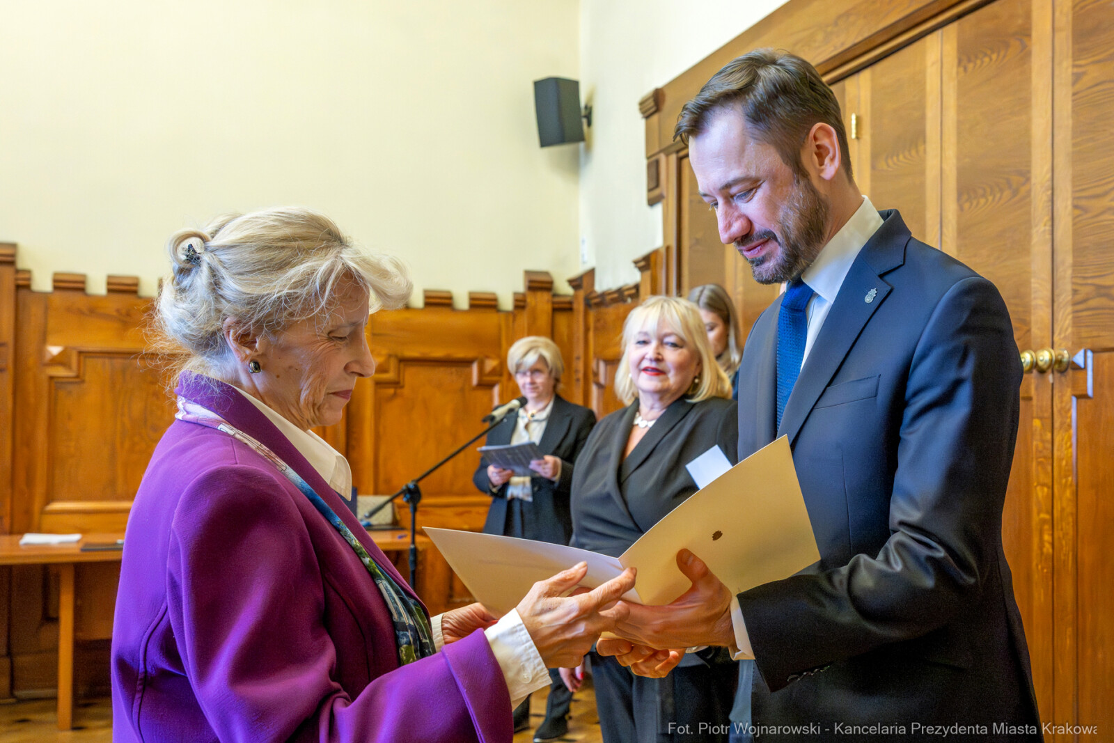 Miszalski, Klaman, Drabik Rada Krakowskich Seniorów, powitanie, V kadencja, zdjęcia  Autor: Piotr Wojnarowski