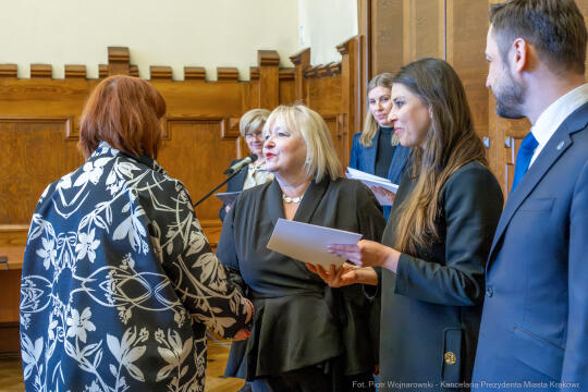 Miszalski, Klaman, Drabik Rada Krakowskich Seniorów, powitanie, V kadencja, zdjęcia