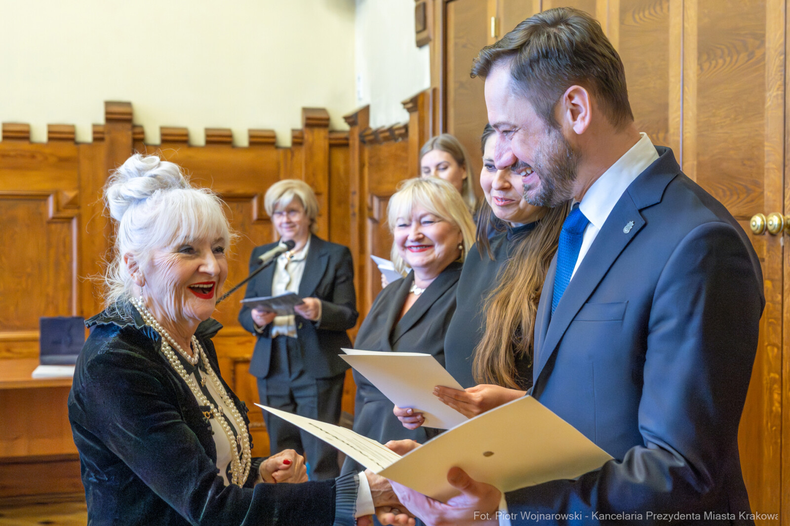 Miszalski, Klaman, Drabik Rada Krakowskich Seniorów, powitanie, V kadencja, zdjęcia  Autor: Piotr Wojnarowski