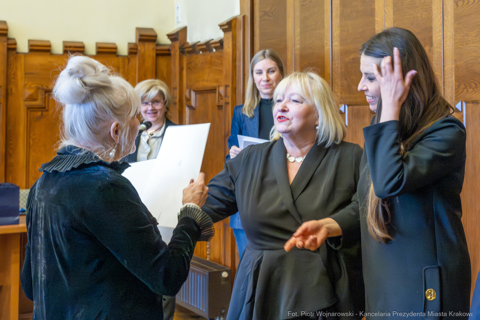 Miszalski, Klaman, Drabik Rada Krakowskich Seniorów, powitanie, V kadencja, zdjęcia  Autor: Piotr Wojnarowski