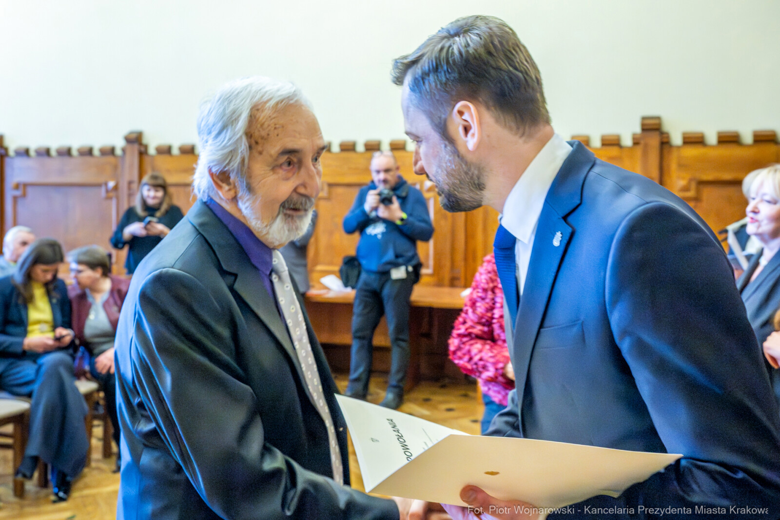 Miszalski, Klaman, Drabik Rada Krakowskich Seniorów, powitanie, V kadencja, zdjęcia  Autor: Piotr Wojnarowski