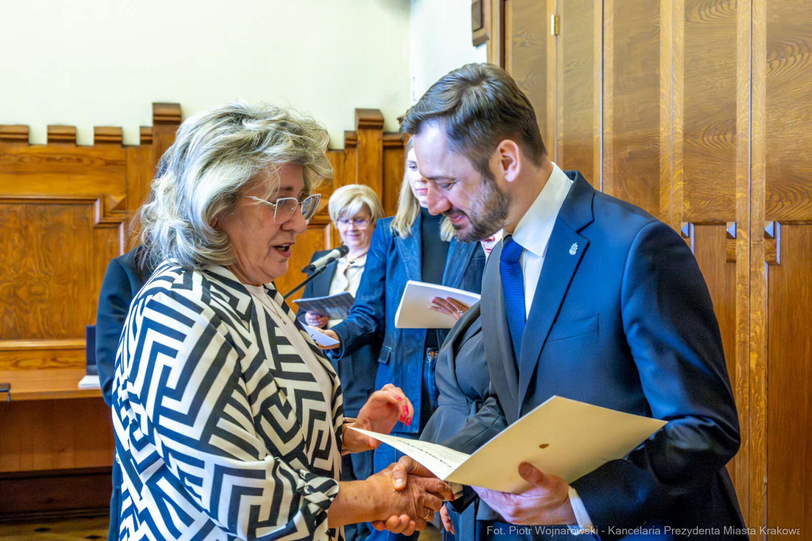 Miszalski, Klaman, Drabik Rada Krakowskich Seniorów, powitanie, V kadencja, zdjęcia  Autor: Piotr Wojnarowski