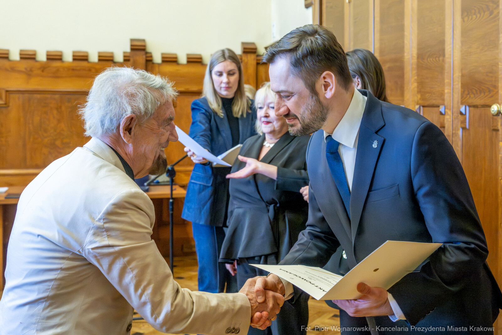 Miszalski, Klaman, Drabik Rada Krakowskich Seniorów, powitanie, V kadencja, zdjęcia  Autor: Piotr Wojnarowski