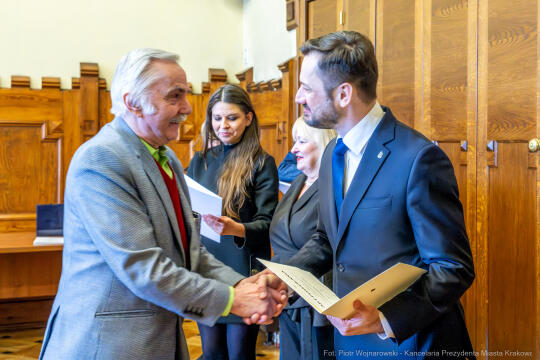 Miszalski, Klaman, Drabik Rada Krakowskich Seniorów, powitanie, V kadencja, zdjęcia