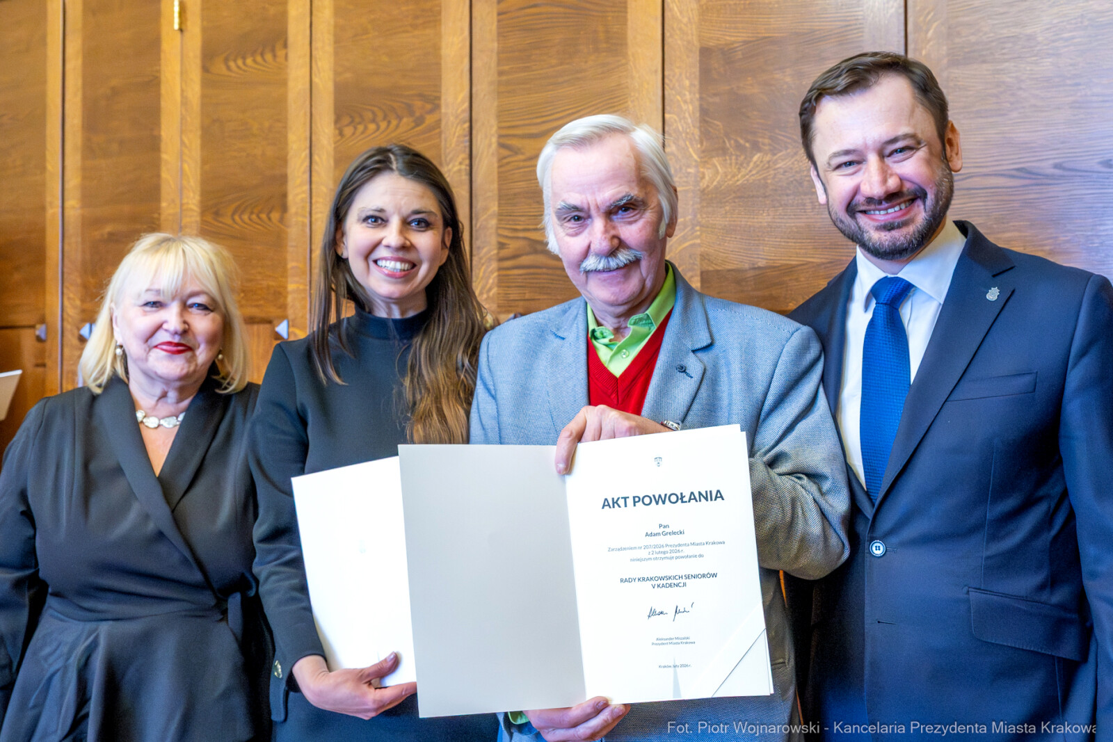 Miszalski, Klaman, Drabik Rada Krakowskich Seniorów, powitanie, V kadencja, zdjęcia  Autor: Piotr Wojnarowski