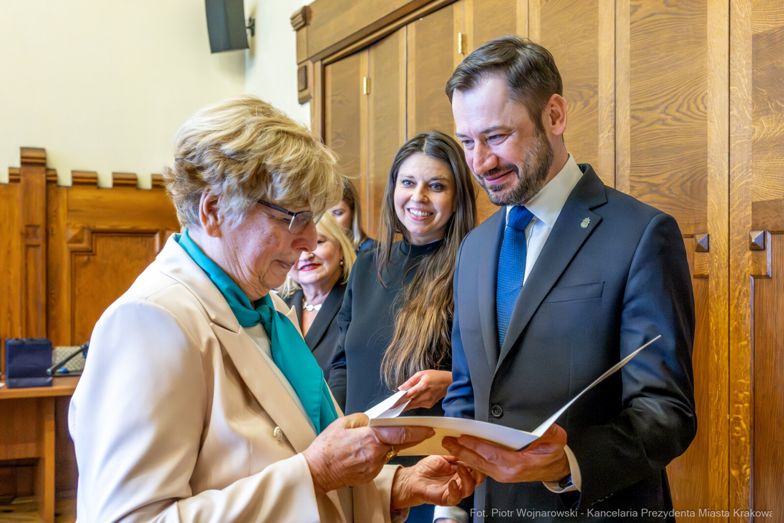 Miszalski, Klaman, Drabik Rada Krakowskich Seniorów, powitanie, V kadencja, zdjęcia  Autor: Piotr Wojnarowski